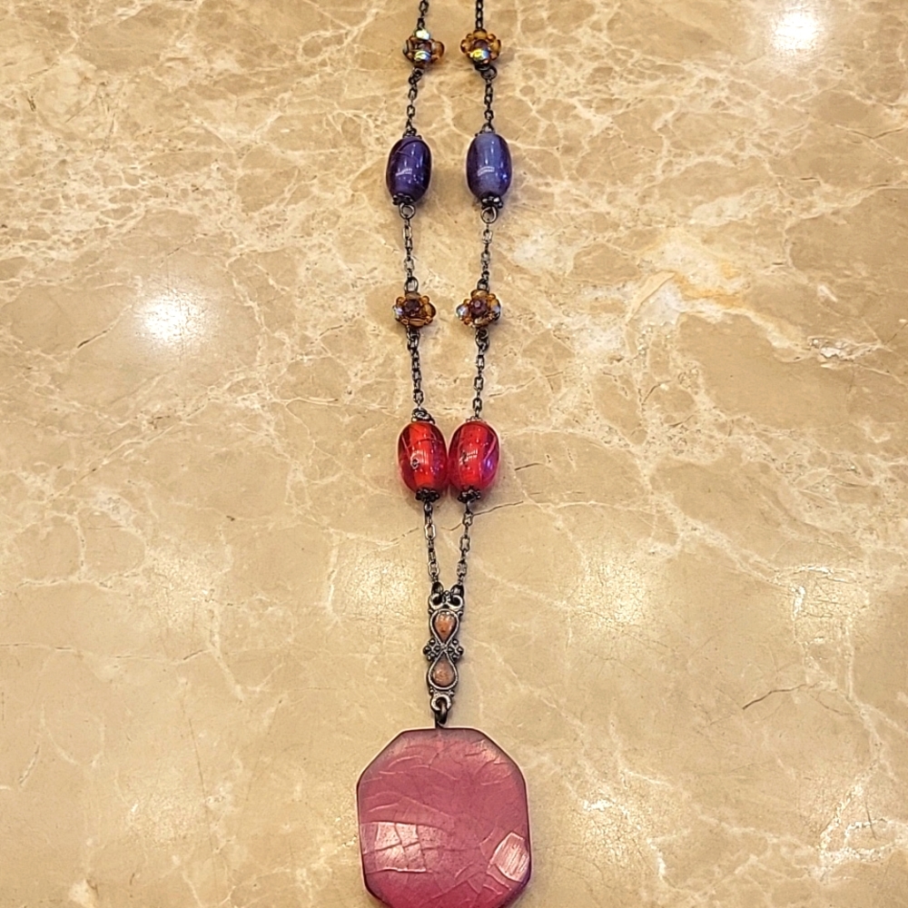 BOHEMIAN Pendant Necklace w/ Whimsical Beads,  9" - Picture 7 of 15